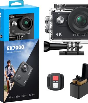 AKASO EK7000 4K30FPS 20MP WiFi Action Camera with EIS Ultra HD 131FT Waterproof Underwater Camera Remote Control 4X Zoom Support External Microphone Black
