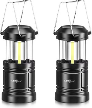 LED Camping Lantern, Battery Operated Lights, Adjustable Brightness for Camping, Emergencies, Power Outages, Outdoor Collapsible Lanterns, 2 Pack