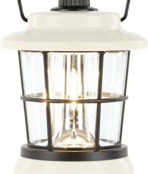 LUXPRO Retro LED Lantern - Battery-Powered Emergency Lantern - Water Resistant - Bright LED Lamp for Indoor & Outdoor Use - Use for Tents, Hiking or Hurricane Prep - Beige